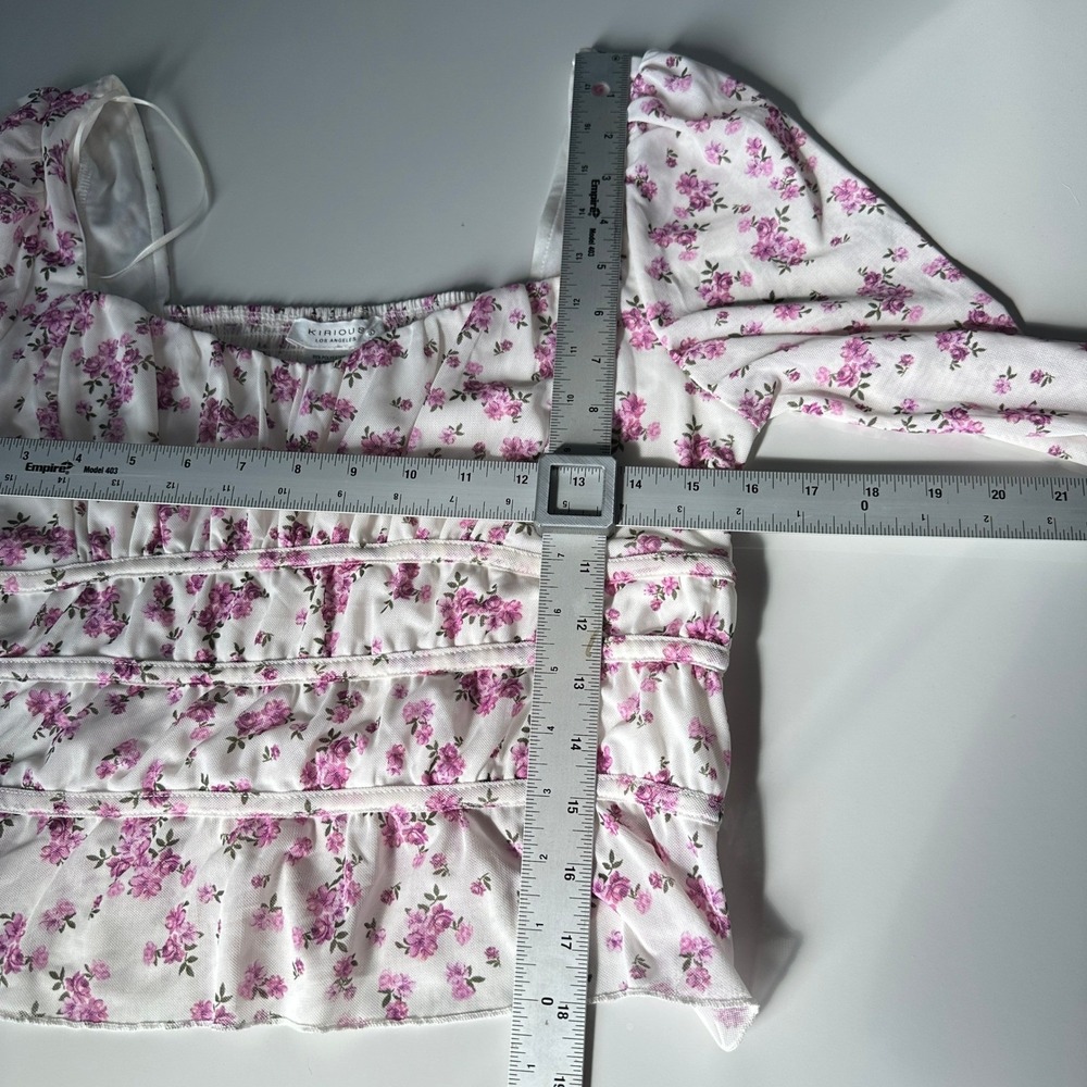 Kirious Los Floral Top Cropped Coquette Fairy Romance Cottage Boho Large - Picture 11 of 11